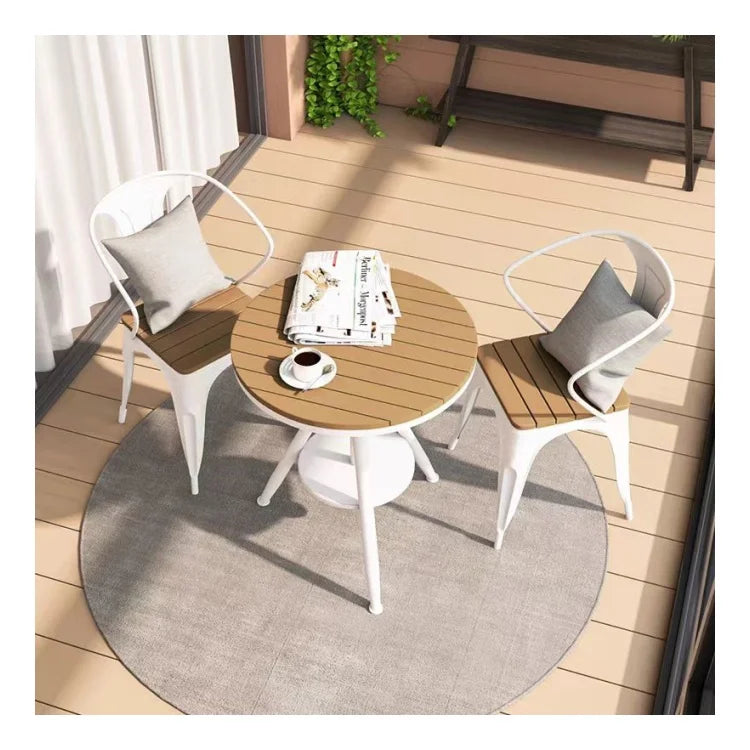 Courtyard Balcony Small Table and Chairs Milk Tea Shop Cafe White Outdoor Round Table Outdoor Table and Chair Combination