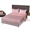 Wholesale Queen Size Satin Sheet Set Silky Striped Pattern Woven Technics Wrinkle Fade Stain Resistant 4 Piece Bed Sheet