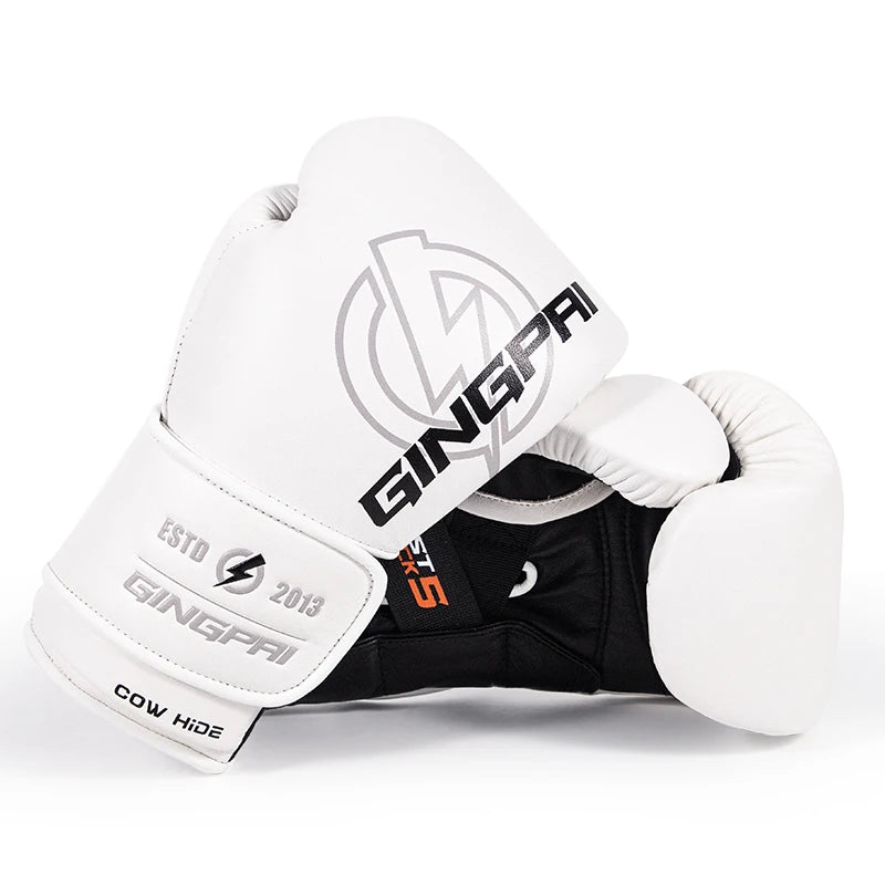 GINGPAI Professional Cowhide Boxing Gloves Stretch Hand Grips for Martial Arts Free Training Muay Thai Sandbag Sanda Combat