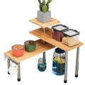 Home Corner Shelf Metal Bamboo Carbon Steel 3-Tier Eco-Friendly Storage Spice Rack Desk Bookshelf Space Saving Organizer Kitchen