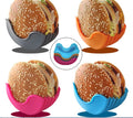 HelloWorld Kitchen Gadgets Silicone Burger Holder Reusable Foldable Burger Buddy Container Hamburger Box Portable