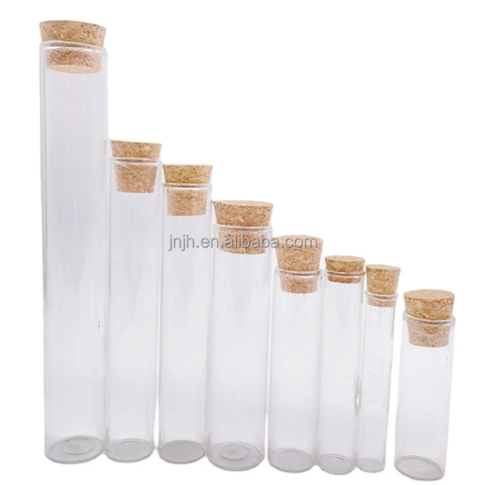 Glass Round Flat Bottom Test Tube with Cork and Aluminum Screw Lid for Candy