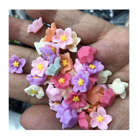 500Pcs 3D Colorful Resin Mini Flower Charm Flatback Figurines Scrapbook Slime Nail Art Decor Crafts