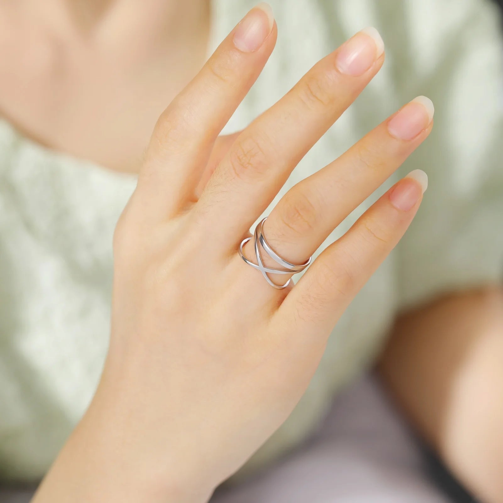 New Trendy Geometric Lines Finger Ring Stainless Steel Gold Color Minimalist Wedding Jewelry Valentine Gift