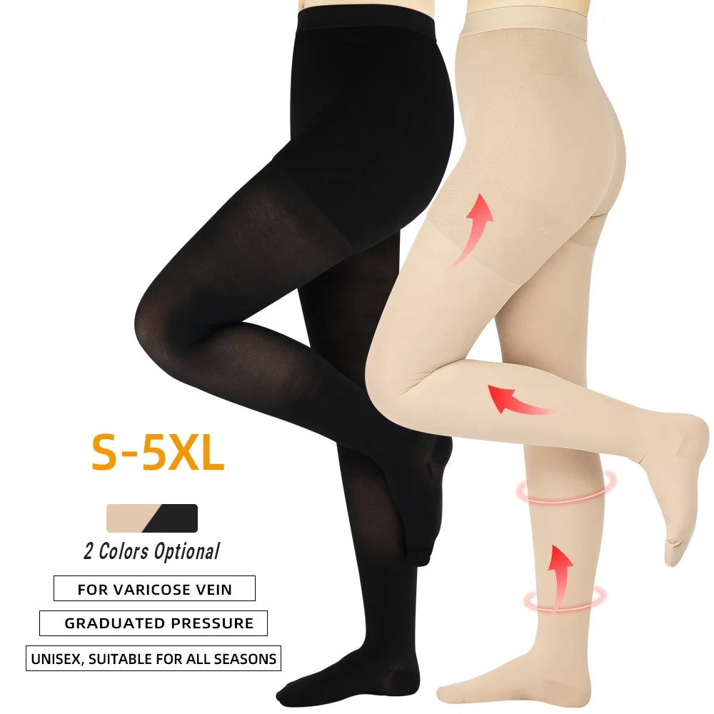 Durable Sheer Compression Tight Over Knee Stockings 23-32mmHg Closed Toe for Varicose Veins