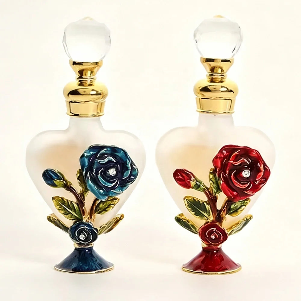 10ml Rose Pattern Custom Refillable Empty Glass Metal Essential Oil Dropper Bottle MegaBDM