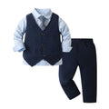 New Arrival Boys Formal Dress Set British Style Four-Piece Banquet Kids Clothes Gentleman Vest Shirt Pants Suit for Children