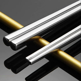 2022 New Arrivals 304 Chopsticks square Shape Stainless Steel Flatware Set Chopsticks