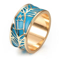 CAOSHI Gold Plated 10mm Female Branches Band Rings Wholesale 2025 New Fashion Blue Paint Enamel Ring