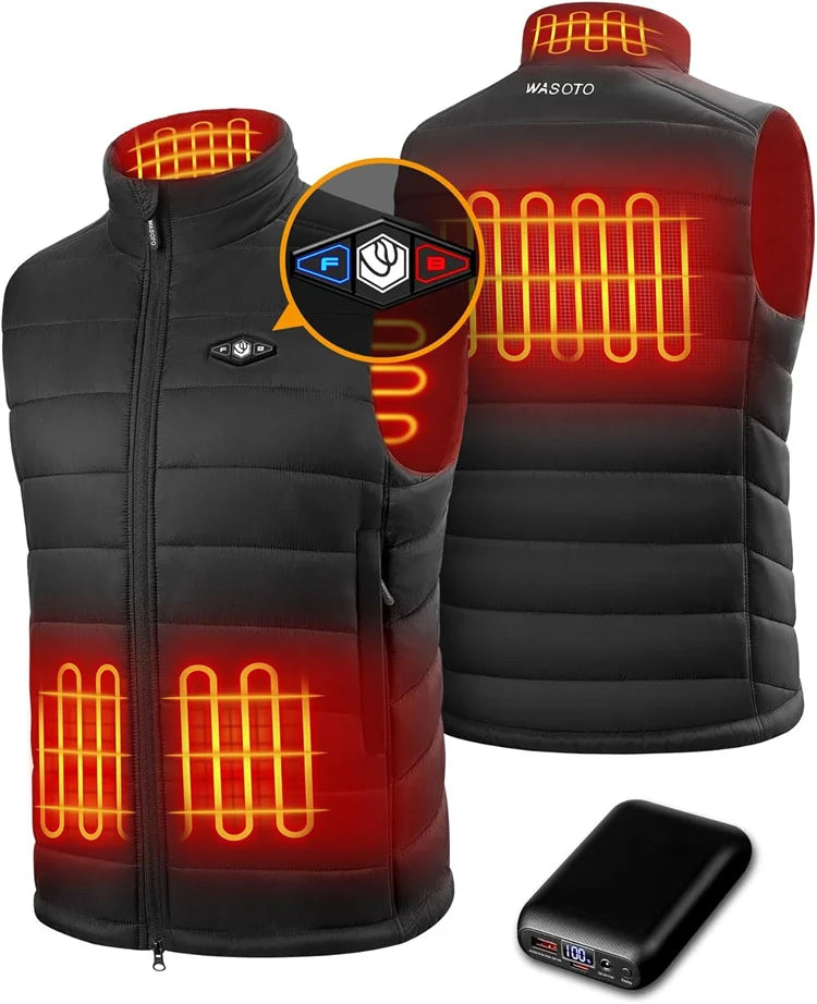 Men's Winter Waterproof Windproof Sleeveless Corduroy Polyester Electric Heated Vest USB 3.7V Battery Powered Heating Gilet