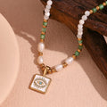 Dreamshow Jewelry Gold Plated Natural Stone Necklace Evil Eye Necklace Gemstone Jewelry Joyeria De Acero Inoxidable