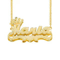 Personalized 2 Tone Name Necklace Cuba Chain Custom Double Gold Plated Crown Heart 3d Name Necklace