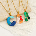 Bold 18K Gold Plated Stainless Steel Initial Pendant Necklace with Unique Enamel Bubble Design New Trendy Personalized Jewelry