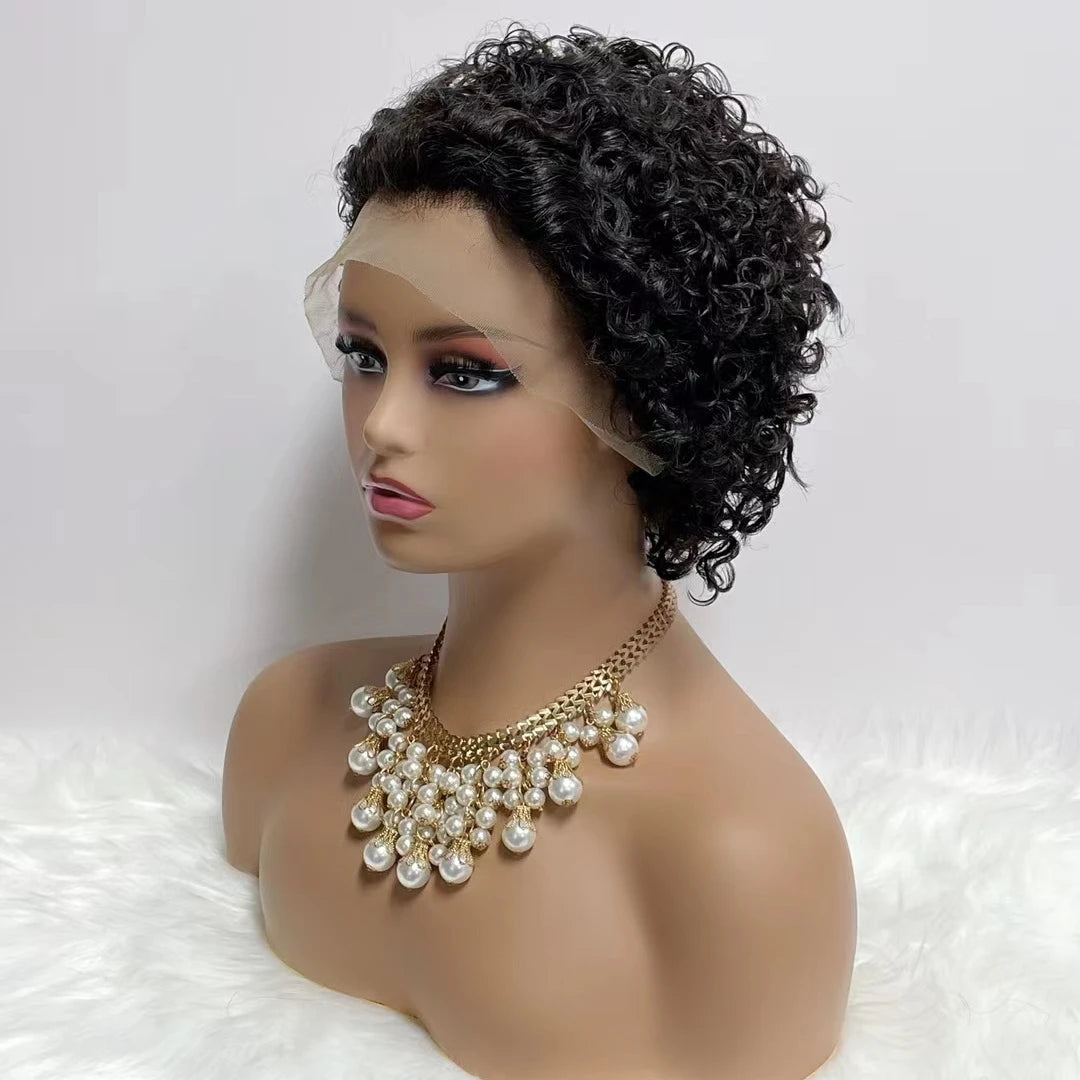 Lace Front Wigs Human Hair Pixie Bob Ready to Ship Brazilian Short Transparent Cuticle Aligned Brazilian Hair Swiss Lace 8"