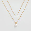 Fenny 18K Gold Plated Wholesale Elegant Fresh Water Pearl Pendant Double-layer Dainty Chain Stainless Steel Necklace for Women