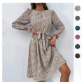 Women Satin Layered Casual Skirts Floral Ruffle Summer Trending Slim Waist Women Long Sleeve Dresses