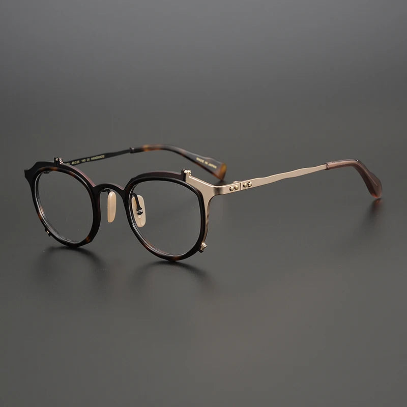 Japanese Handmade Acetate Eyeglasses Irregular Polygon Design Retro Artistic Personality Fashion Titanium Optical Glasses Frame
