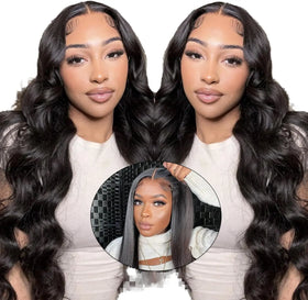 Glueless Wigs Human Hair Pre Plucked Pre Cut Wear and Go Glueless Wigs for Women 13*4 HD Body Wave Lace Front Wigs 180% Density