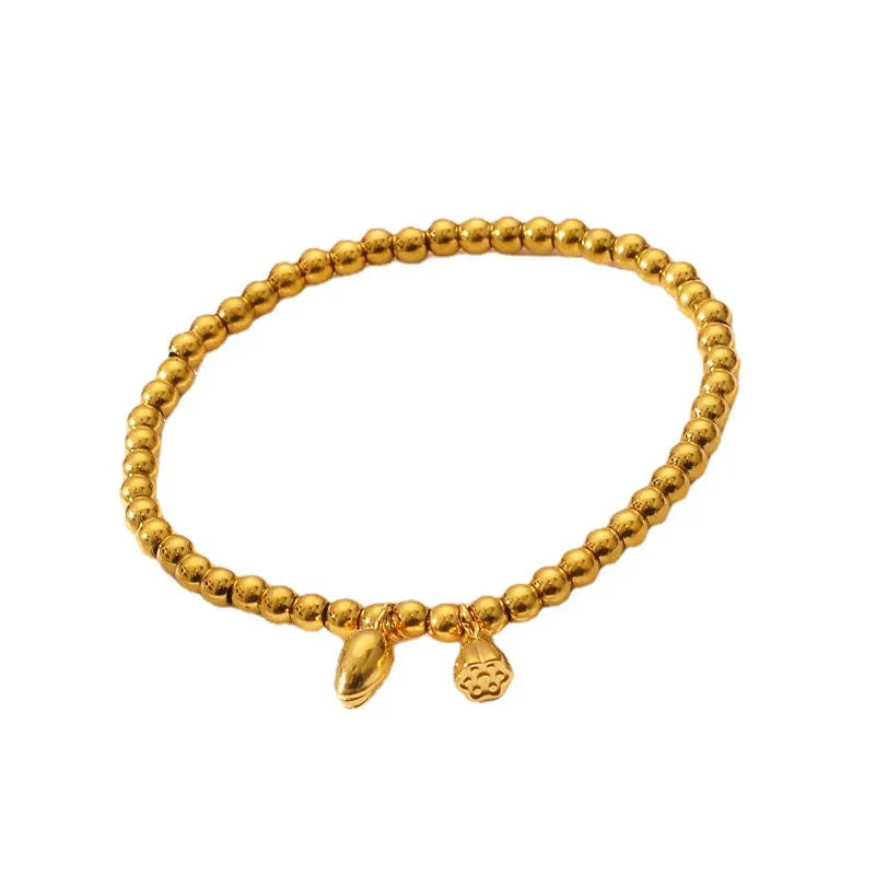 Customized High Quality Lotus Pendant Bracelet Lotus Transfer Lucky Bead Bracelet Ladies Titanium Steel Bracelet