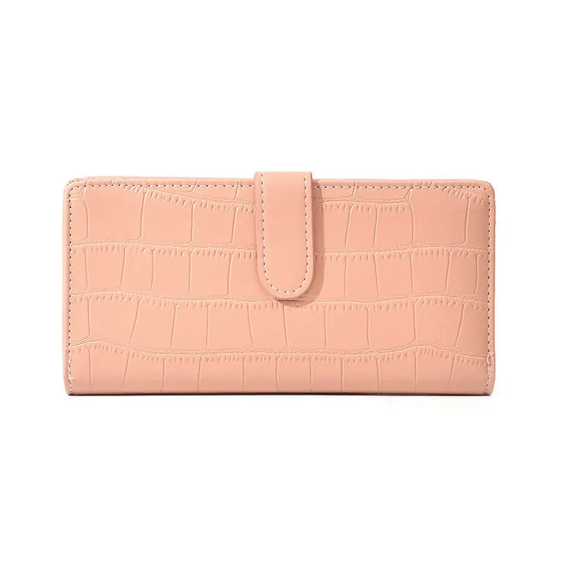 Women Clutch Bag Long PU Leather Card Holder Purse Crocodile Pattern Wallet