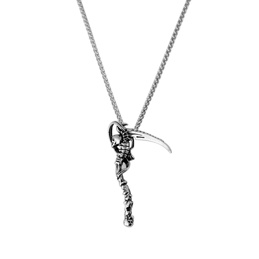 New Stainless Steel Jewelry Accessories for Men Deathly Hallows Sickle Skull Pendant Necklace
