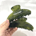 SAIYII Custom Logo Durable Dark Green Color Strong Hold Thick Hair 10.5cm Hair Claw Clips Acetate Hair Clip Claw for Women