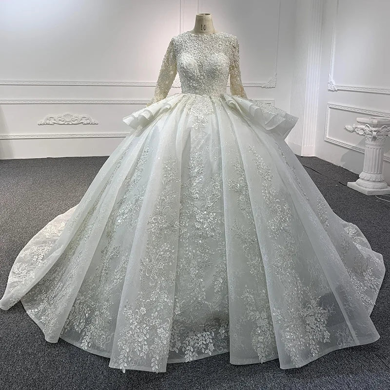 Jancember LSB051 Superfine O-neck Long Sleeves Beading Wedding Suits for Women