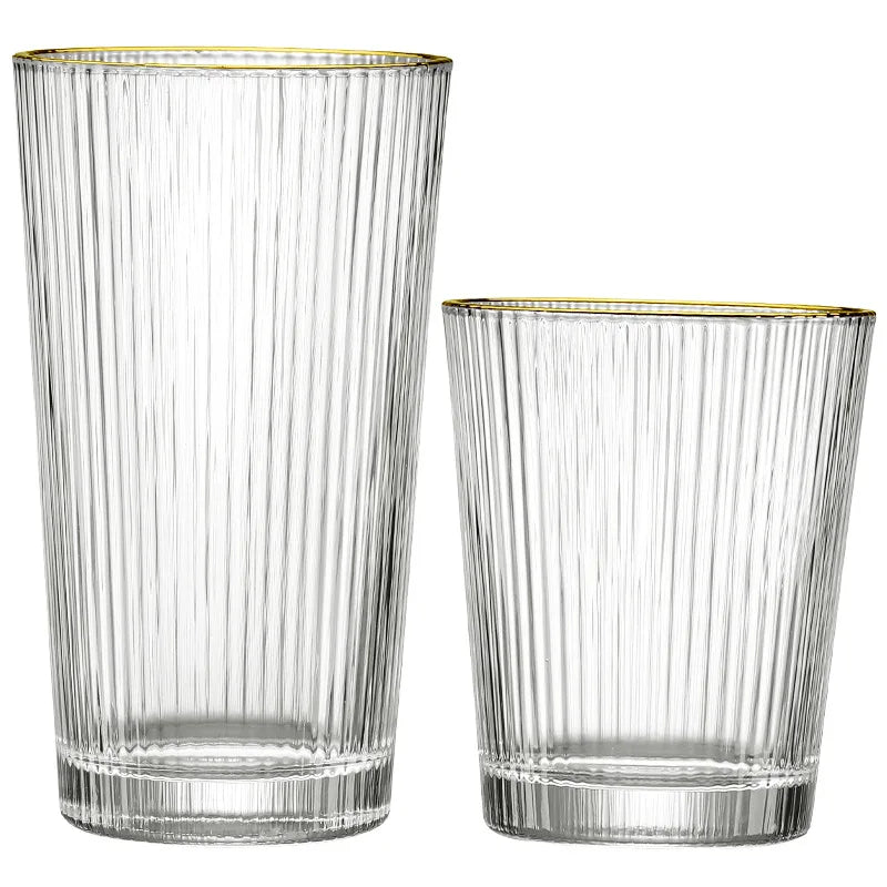 Factory Wholesale Striped Glass Drinkware Cold Water and Juice Cups for Hotels Carved for Comfortable Drinking