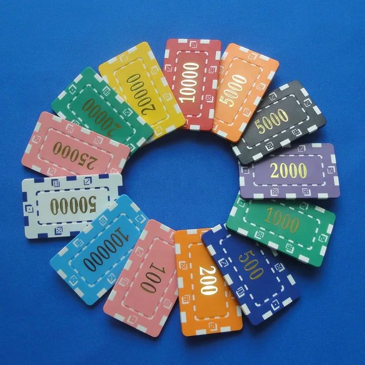 Wholesale Rectangular Colored Poker Plaque Set Dice Desgin 29g Custom Gold Value Printing From Professional Factory for Gambling