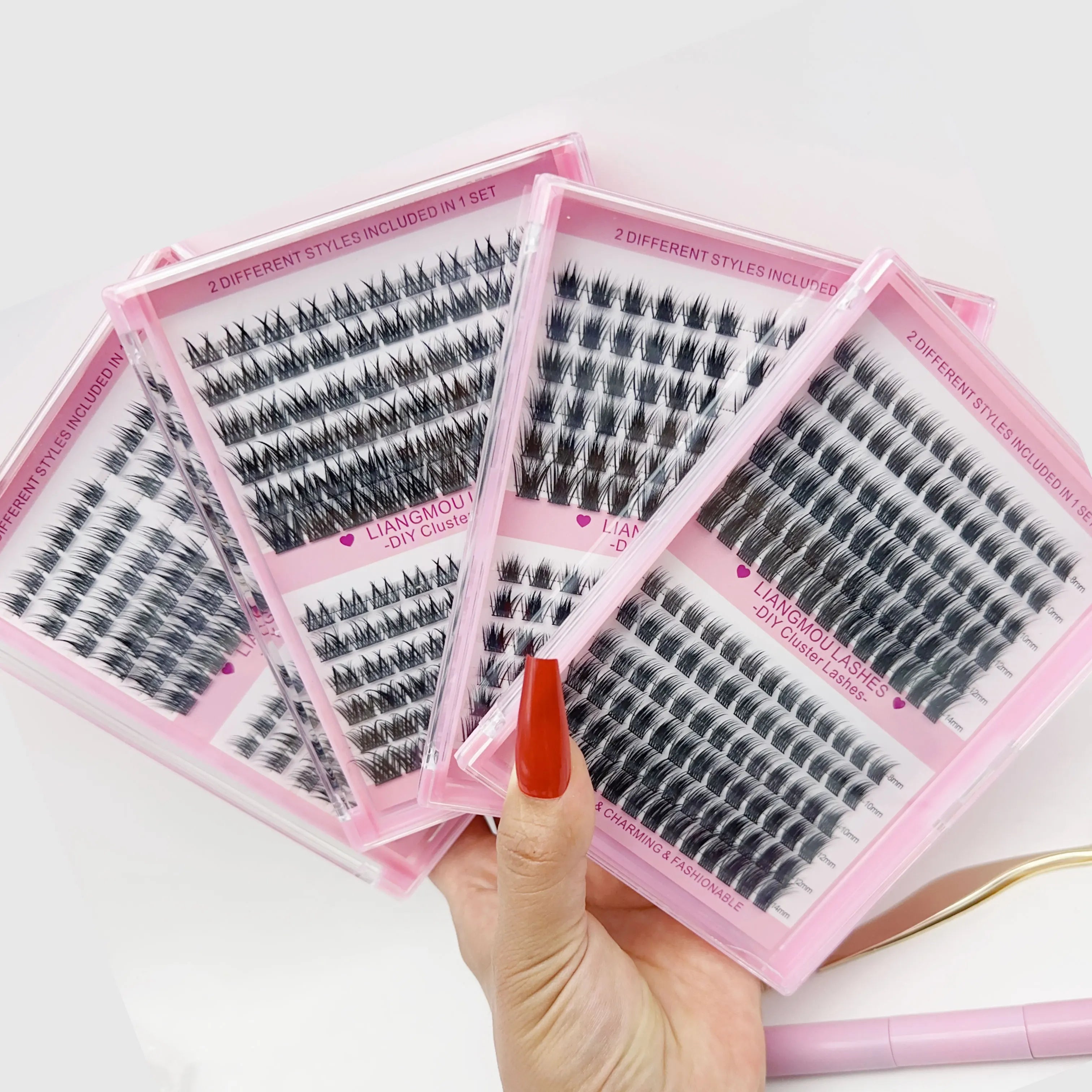 Wholesale Customizable DIY Cluster Lashes Private Label Individual Eyelash Extension DIY Cluster Lash Kit With Bond and Seal