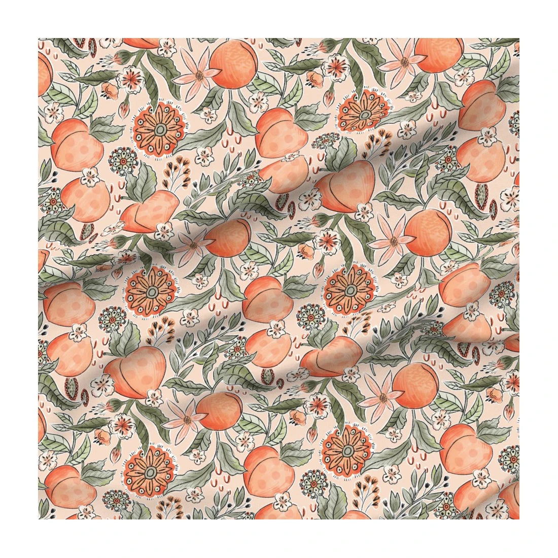 Girls Boys Mandala Peaches Printed Chiffon Fabric Dresses Eco-Friendly Wrinkle Resistant Tear-Resistant Quick-Dry Lightweight