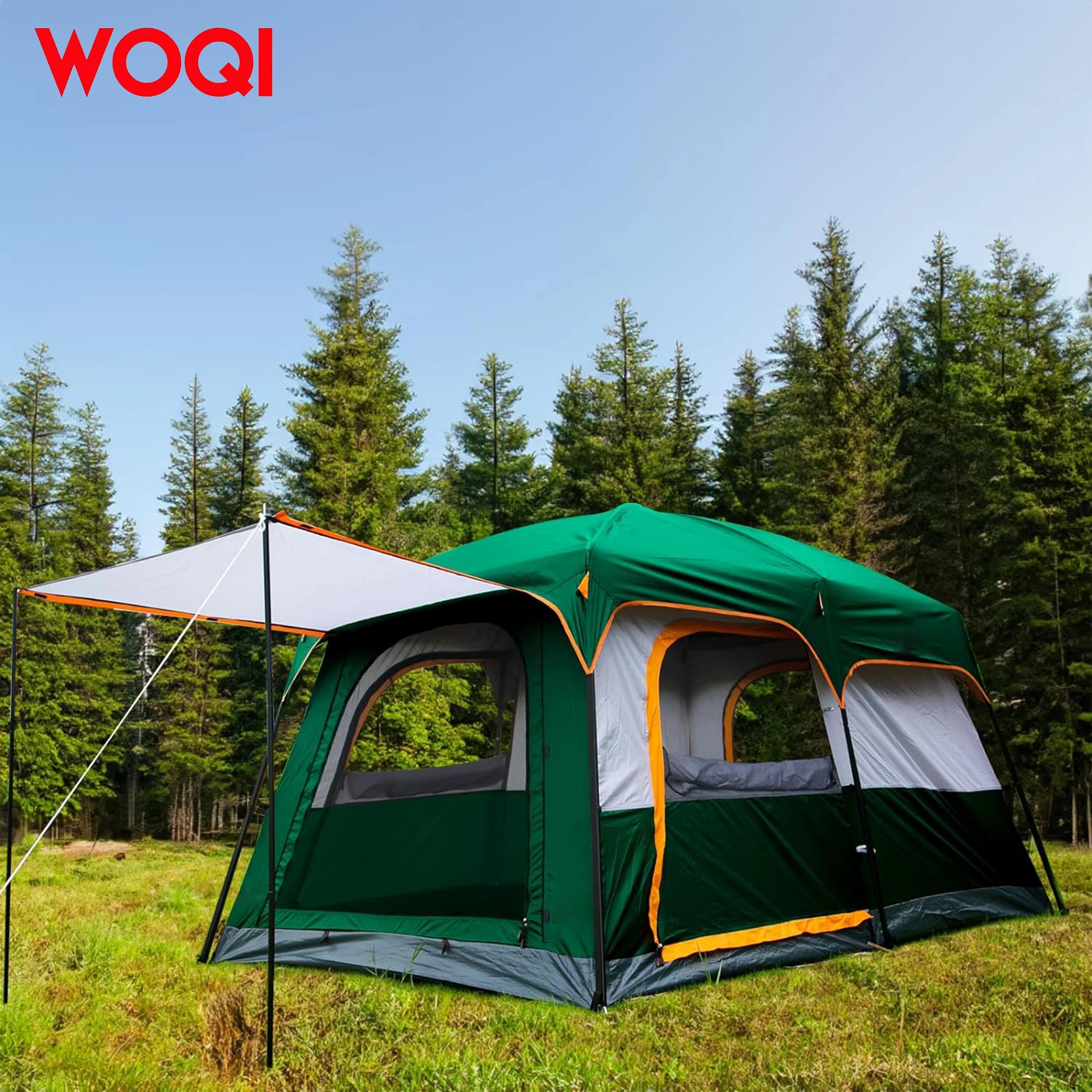 WOQI Camping Tent 2-3 Person Automatic Pop-up Tent Three Layer Waterproof All Season Camping Tent