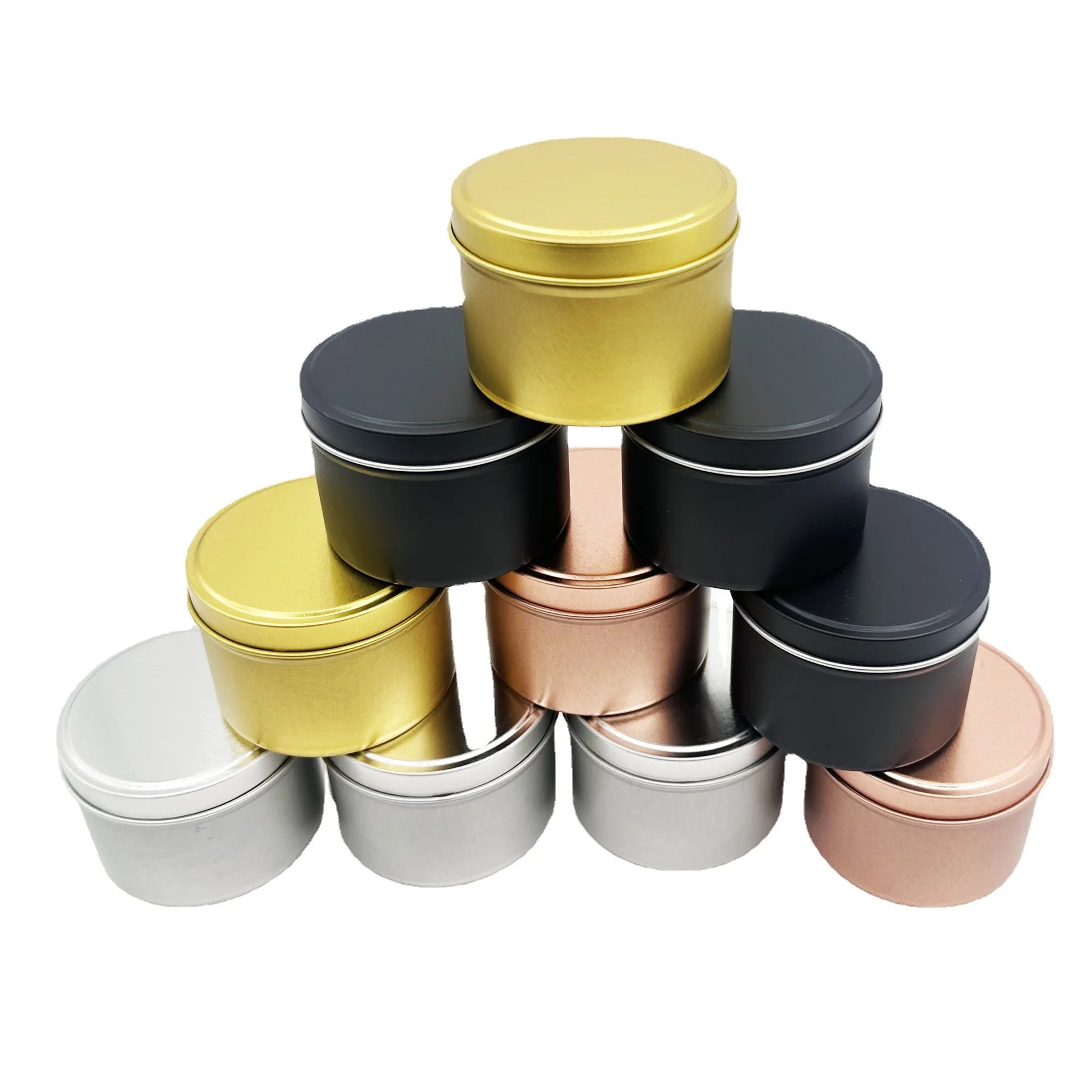 Empty Round Storage Containers for Candle Making Luxury Metal Candle Tin Jar 4.4oz Candle Tins With Lid