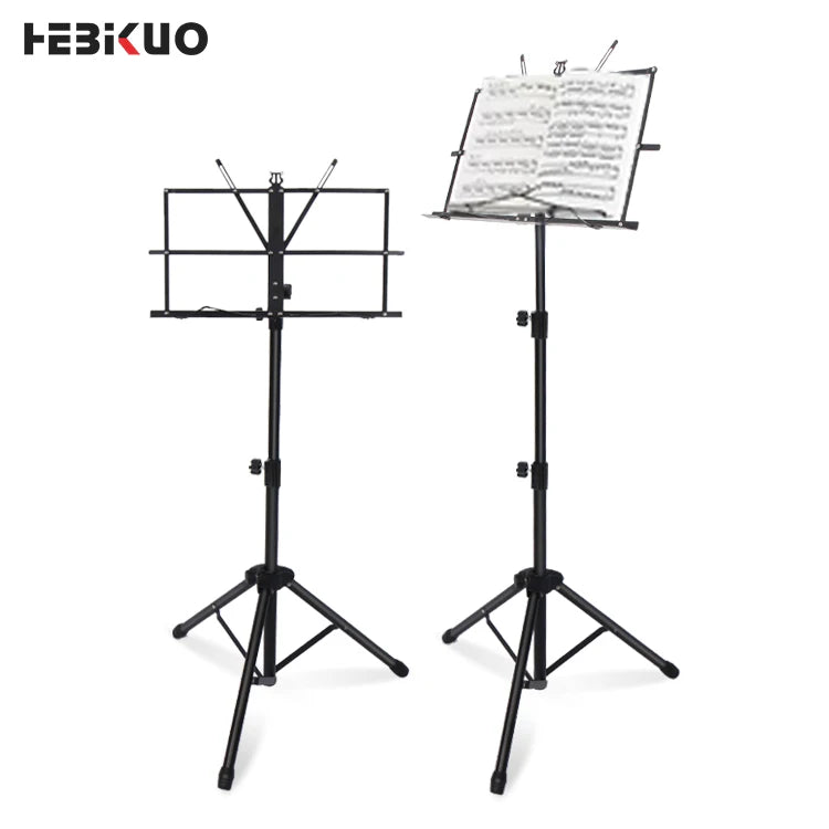 HEBIKUO P-02 Portable Foldable Iron Music Stand High Quality Craft Well-designed Adjustable Height 740-1420mm 1kg Lightweight
