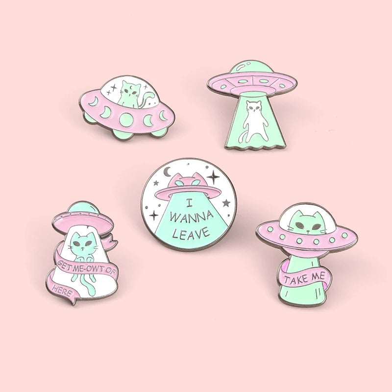 New Arrival Alien for Plated Enamel Pins Funny Bag Lapel Badge Button Cartoon Jewelry Gift for Kids