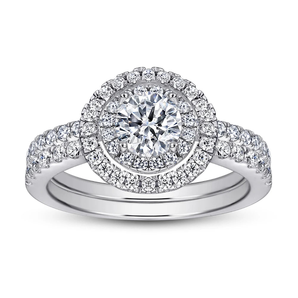 Temperament Sterling Silver Women Ring Set Cubic Zirconia Ring Wedding Ring