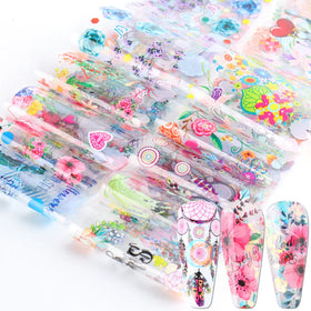 Nail Foils Spring Summer Nail Transfer Foils on Nails Colorful Flowers Nail Designs Sticker Tips Decals DIY Manicure Decorations