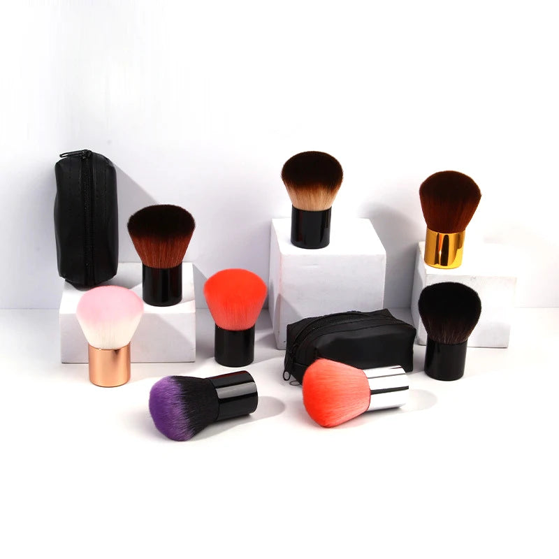 1pc Single Kabuki Makeup Brush Synthetic Hair Plastic Handle OEM Brand Nail Dust Powder Foundation Brush Accept Small Order