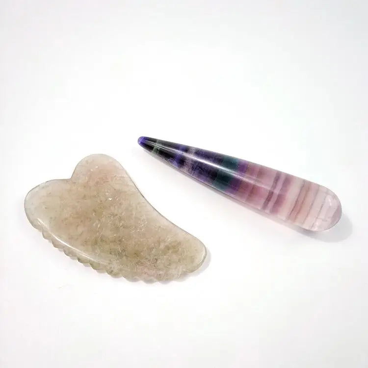 2026 V shape Fluorite Gua Sha Facial Massage Tool Gua Sha Set