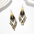 Women's Trendy Hand-Woven Rhombus-Shaped Multi-Color Beaded Tassel Earrings Multi-Occasion Huggie Huggie for Wedding Parties