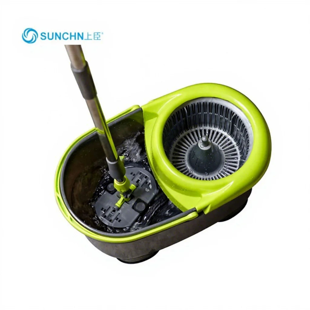Magic for Bucket Set Dual-Drive Stainless Steel 2 Microfiber Mop Heads with Self-Wringer for Floor Cleaning