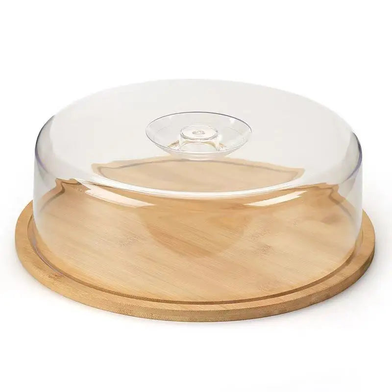 Bamboo Dessert Cake Cheese Box Clear Acrylic Lid Lunch Box with Bamboo Storage Crisper Dust Proof  Bamboo Crafts Kitchen