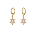 Custom 18K Gold Plated Dainty S925 Star Click on Earring Silver Sterling Silver Hoop Dangle Opal Earrings Jewelry for Women