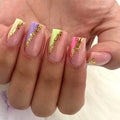 Wholesale Temooi 24PcsABS Press-On Nails Mid Long Square Colorful Glitter French Design False Nails Nail Glue Convenient Fingers
