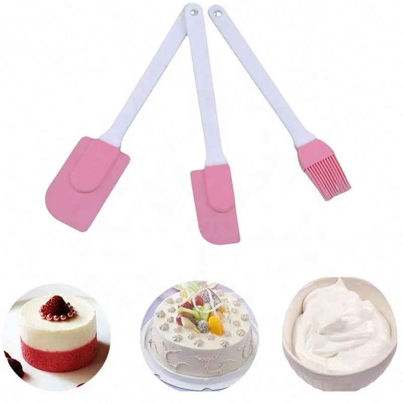 3PCS/ Set Silicone Spatula Barbeque Brush Cooking Utensil Tool Kit Heat Resistant BBQ Oil Condiment Brushes Cake Cream Scraper