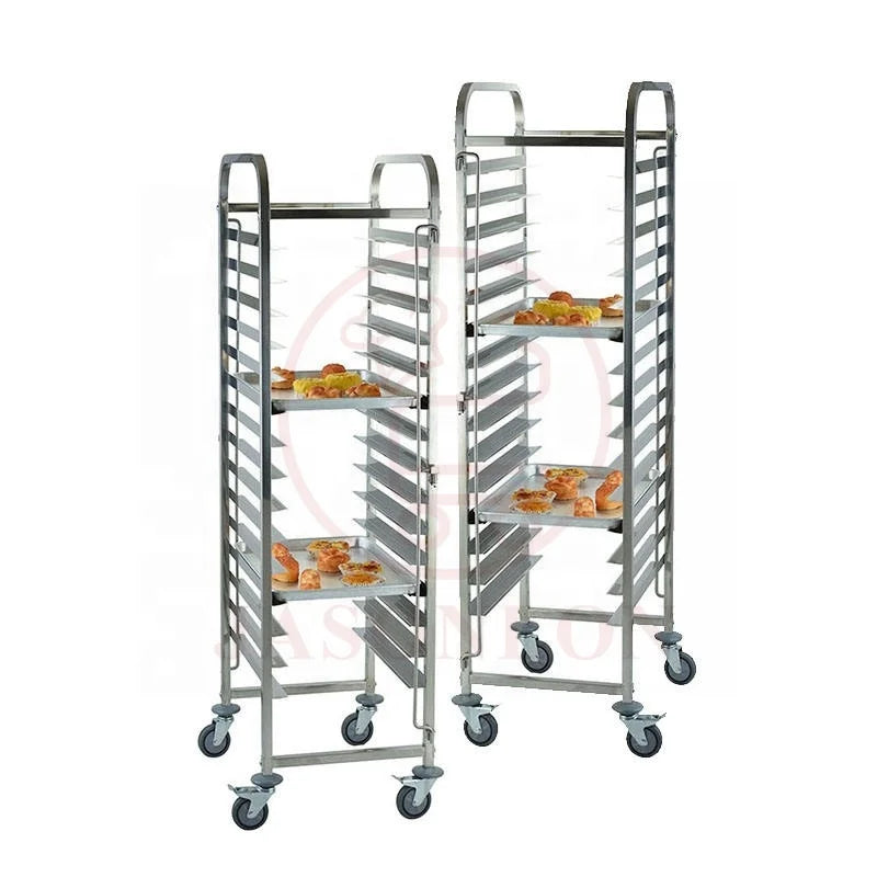1.0mm 15/16 Layers Bakery Cooling Rack Baking Tray Trolley Stainless Steel Cooling Rack Bakery Cart for Baking with Wheels