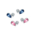 Custom Heart Shape 5A Zircon Silver Earrings S925 Sterling Silver Pink and Aqua Blue Stud Earring for Woman Girls Gifts