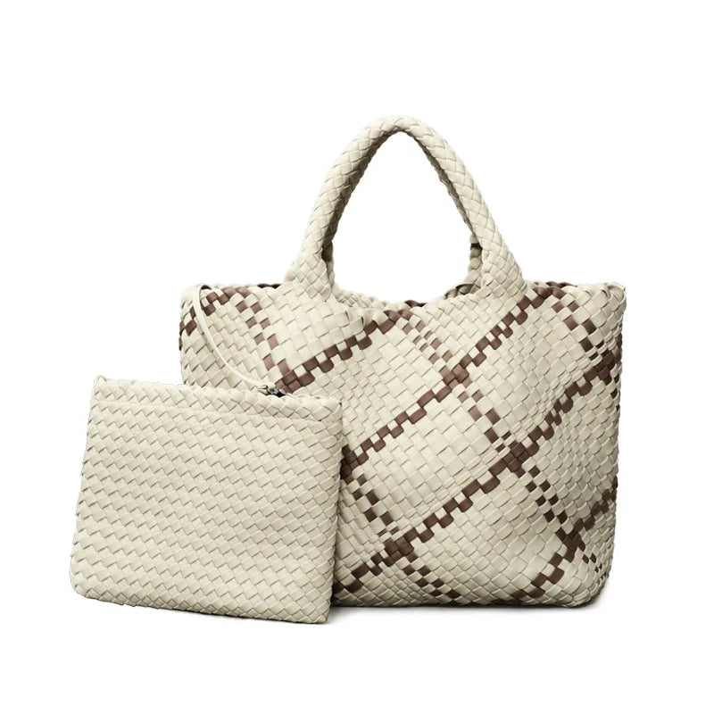 2024 Trending Women Neoprene Woven Bag Hobo Handbag with Pouch Lady Crossbody Messenger Weaved Bag