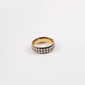 Fenny Non Tarnish Fashion Diamond Checkerboard Black&White Glue Stainless Steel Ring Wholesale High Quality Jewelry