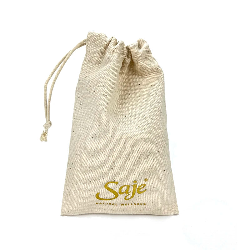 Organic Cotton Canvas Drawstring Bag Natural Color Golden Stamping Logo Thick Recyclable for Perfume Essential Oil Shampoo